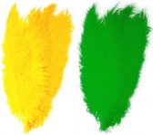 4x stuks grote veer/veren/struisvogelveren 2x groen en 2x geel van 50 cm - Decoratie sierveren