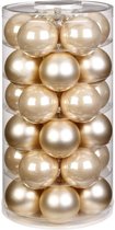 30x stuks glazen kerstballen champagne 6 cm glans en mat - Kerstboomversiering/kerstversiering