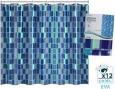 Design Douchegordijn -Badgordijn 180x180cm - Incl. 12 Ringen - Waterafstotend - Doorschijnend Blauw