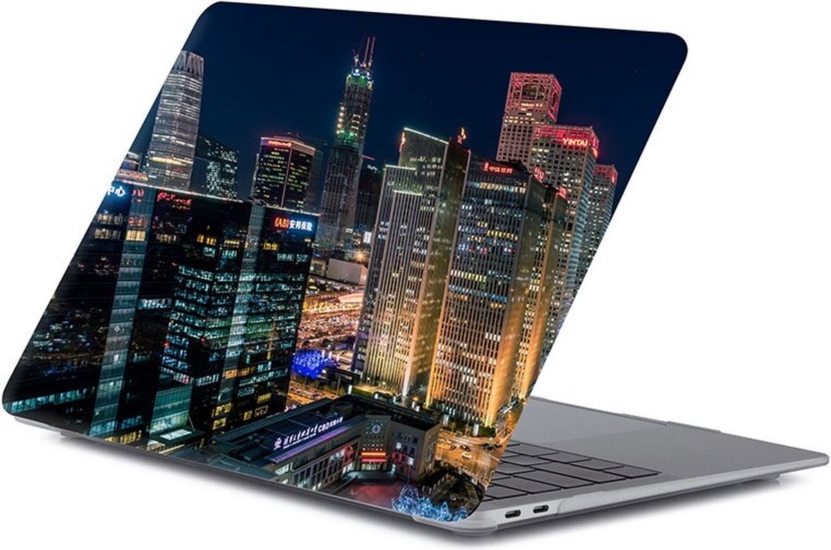 Laptophoes - Geschikt voor MacBook Pro 13 inch Hoes Case - A1706, A1708 (2017) - Stad Nacht