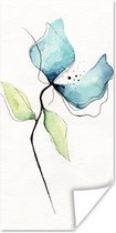 Affiche Fleurs - Aquarelle - Blauw - 60x120 cm