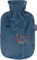 Warmwaterkruik met Hoes Blauw - Print Bloem - Extra Zacht - 2 Liter