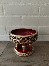 Thaise presenteerschaal - Houten schaal mangohout - Decoratieve schaal - Serveerschaal Volledig handgemaakt product - 14 cm