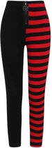 Banned Legging -L- HALF BLACK HALF STRIPES Rood