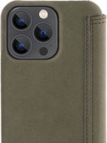 Minim Apple iPhone 13 Pro Echt Leer Book Case Hoesje Groen