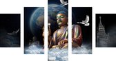 Diamond Painting Pakket - 5 Losse Delen - Boeddha met Aarde - 150x90 cm - Complete Set - Volledige Bedekking - Ronde Steentjes