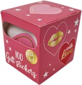 Gift Stickers Hart With Love - Roze - Cadeau Stickers - Kado Tags - Rol van 100 stickers - Valentijn - Liefde - Valentijnsdag