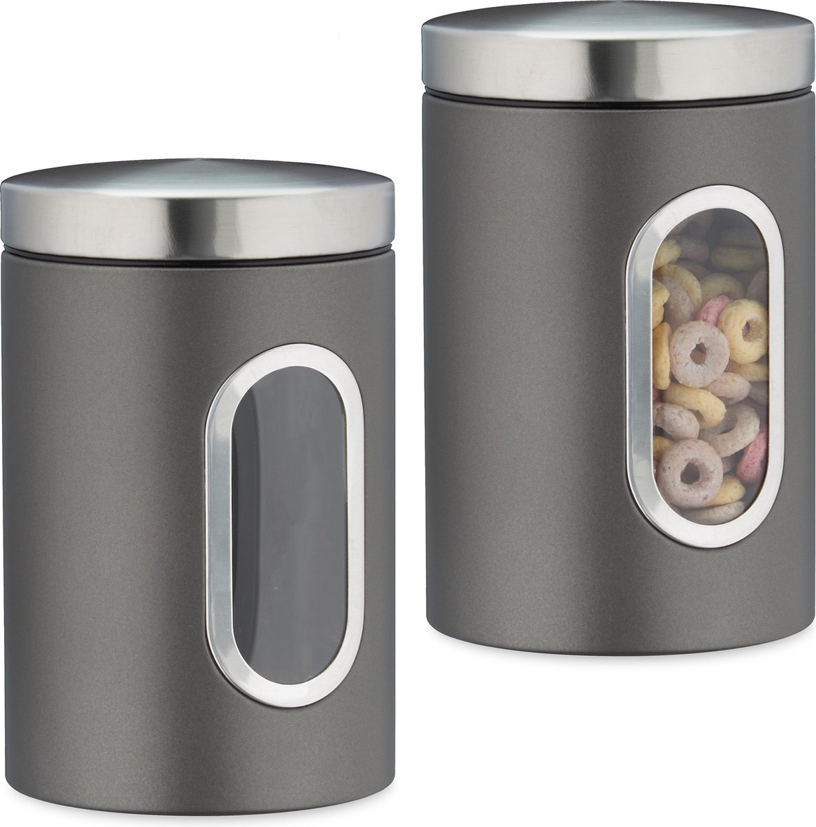 2x voorraadbus venster - koffieblik - bewaardoos - voorraadblik - voorraadpot