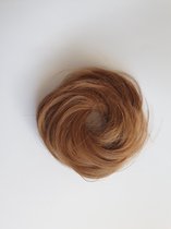 Haarstuk kort elastiek Messy Bun crunchie knot Licht Goud Bruin elegant stijl