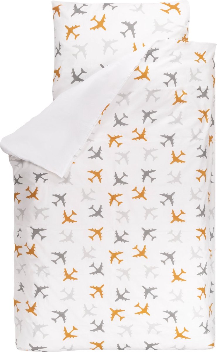 BINK Bedding Dekbedovertrek Planes Oker 1-persoons 140 x 200/220 cm (+ 1 kussensloop 60 x 70 cm)