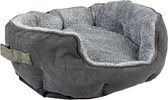 Mand ovaal corduroy ash Zwart/grijs M - 61x51x22cm