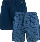 Schiesser jersey 2P wijde boxers abstract mountain blauw - L