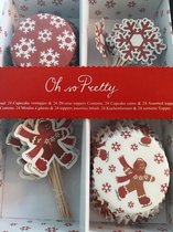 cupcake vormpjes en toppers - 24 stuks - thema winter - kerst - papier