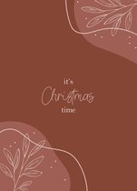 Kerstposter - Kerstkaart - A5 - Roestbruin - It's Christmas time