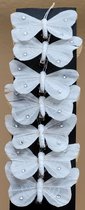 7 Witte vlinders voor kerstboom 4 x 8 cm - kerstversiering decoratie kerst
