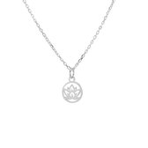 Jewelryz | Ketting Lotus Bloem Rond | 925 zilver | Halsketting Dames Sterling Zilver | 50 cm