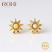 ROXI 18K Geel Goud Vergulde Zonne Bloem Oorknopjes Opaal, Cadeau Meisje, Cadeau Vrouw, Valentijn Cadeau, Sint Cadeau, Kerst Cadeau