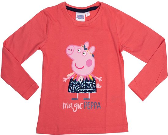 Peppa Pig shirt met lange mouw - met pailletten - katoen - maat 122/128