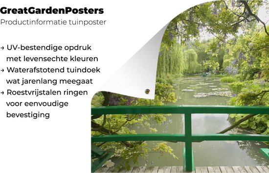 Toile jardin Vue sur l'eau depuis le pont japonais dans le jardin de Monet à Giverny - 100x100 cm