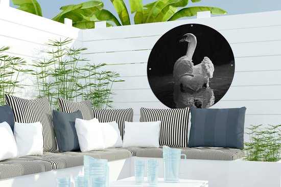 Garden Circle Cygne Witte - 60x60 cm - Affiche de Jardin Ronde - Extérieur
