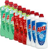 Ajax Allesreiniger Voordeelverpakking - 3x Limoen - 3x Klaprozenveld - 3x Fris - 1250ML