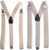 Safekeepers bretels heren - Bretels - bretels heren volwassenen -  bretellen voor mannen - bretels heren met brede clip 2 stuks: beige en beige met witte stippen