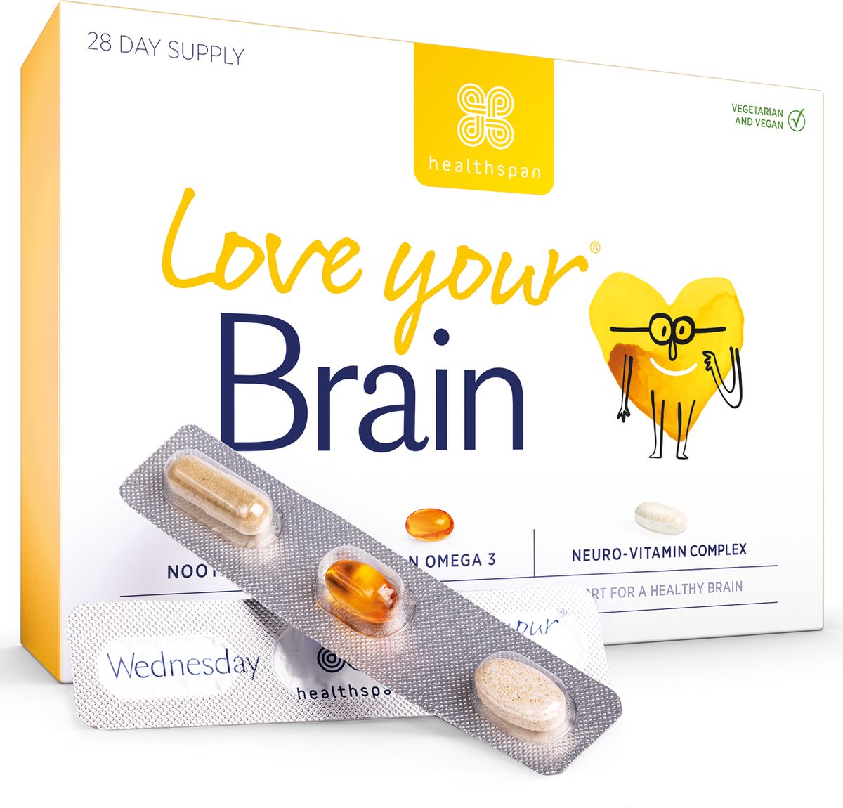 Healthspan Multivitamine Hou van je hersenen | 28 dagen voorraad | Ondersteuning cognitieve gezondheid & psychologische functie | Veganistisch