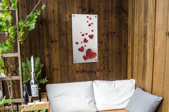 Tuinposter Een illustratie van een pad van hartjes - 40x80 cm - Wanddecoratie Buiten - Tuinposter - Tuindoek - Schuttingposter - Tuinschilderij