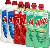 Ajax Allesreiniger Voordeelverpakking - 2x Limoen - 2x Klaprozenveld - 2x Fris - 1250ML