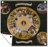 Tuindoek The seven deadly sins and the four last things - schilderij van Jheronimus Bosch - 100x100 cm