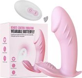Draagbare Vibrator - Butterfly - Vibrator met Afstandsbediening - Oplaadbaar en Waterdicht [Roze]
