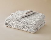 Plaids Cocooning - fleece deken - plaid - Snake Taupe - Wit Beige - Superzachte fleece - 200 cm x 150 cm