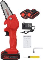 Noiller Mini kettingzaag - Kettingzaag - Snoeizaag - Kettingzaag accu - Met 2 accu’s - Rood