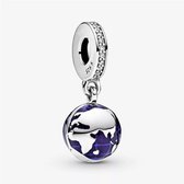 Zilveren Bedel Aarde | Bedel Natuur | Blauwe Planeet | Hart  | Sterling zilver 925 | Bedels Beads Kerst - Sinterklaas Cadeau Tip| Past op je Pandora armband | Romystones