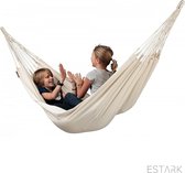 ESTARK Hangmat voor 1 persoon - Luxe Hamock Katoen - Eenpersoons Hangmat Voor Buiten Binnen - Met Opbergzak - 260 x 80 cm - Blauw