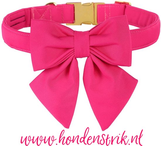Zijde halsband met strik roze - hondenstrik - schattig - teefje - meisje -  lief -... | bol.com