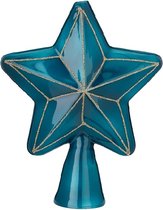 Blauwe Ster Piek voor de kerstboom - 17 cm