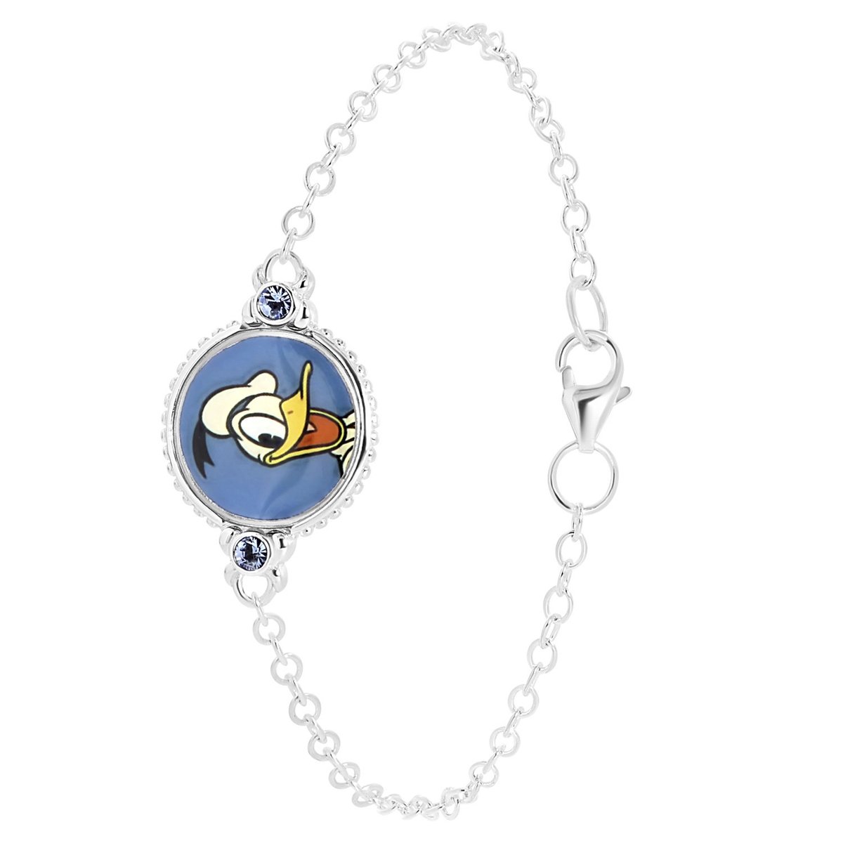 Lucardi - Unisex - Armbandje met hanger met plating - Rond - Kristal - Cadeau - Echt Zilver - Zilverkleurig