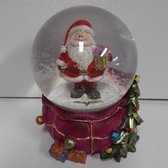 Sac cadeau boule à neige rose avec Père Noël 9cm de haut