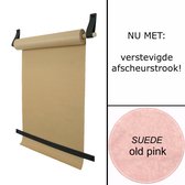 Tekenrol - aan leren lussen | SUEDE OLD PINK (Papierrol: bruin) NU MET: verstevigde afscheurstrook! (wandborden - tekstborden - tekenbord)