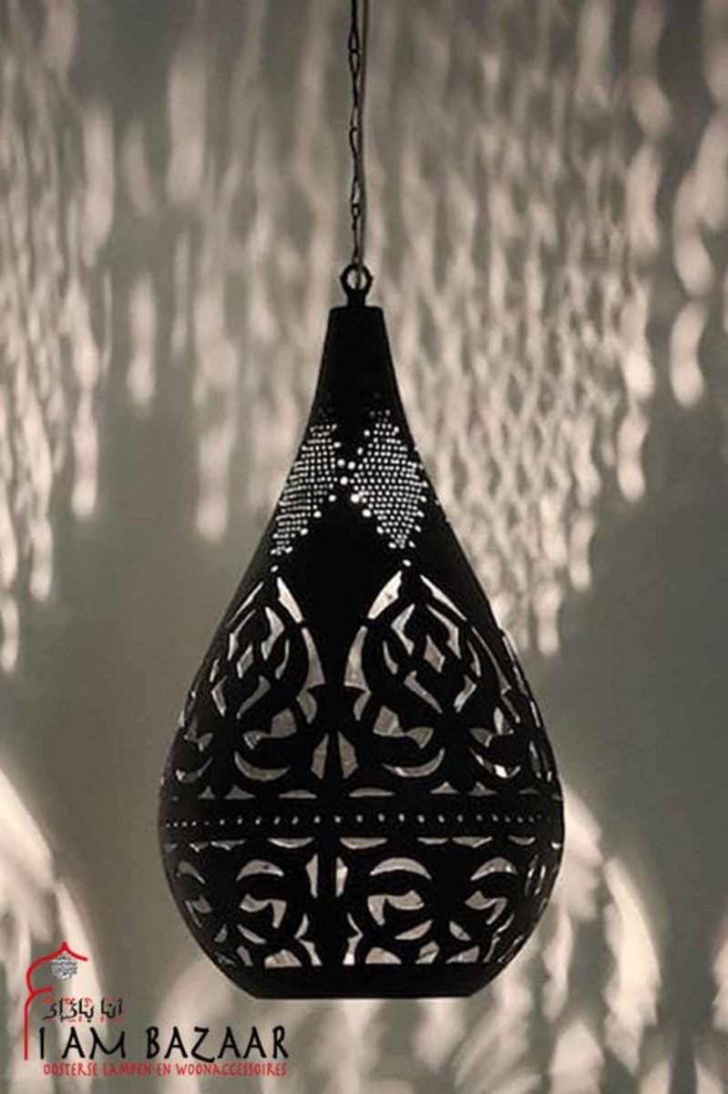 Design hanglamp Naaumi Zwart - Modern - Handgemaakt - Afmeting 46 cm hoog -