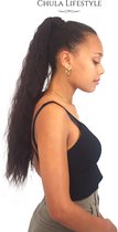 Chula Lifestyle Paardenstaart Haar Extension Donker Bruin Lang Krullend Golvend 56 cm - Ponytail Extensions Dark Brown Long Curly Wavy 22 inch