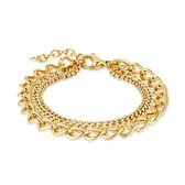 Twice As Nice Armband in goudkleurig edelstaal, 3 verschillende kettingen  16 cm+3 cm