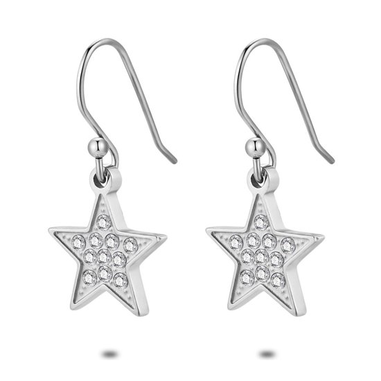 Boucles d' Boucles d'oreilles Twice As Nice en acier inoxydable, étoile, 10 mm, cristaux