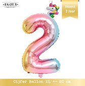 2 Jaar Folie Ballon Regenboog * 80 cm ballon * Snoes * Verjaardag Hoera 2 Jaar met Mini Unicorn Ballon * Eenhoorn Ballon * Feestje * Versieren * Magical * Cijfer ballon 2 Jaar * Tw