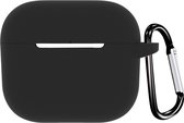 Somstyle Hoesje Geschikt voor AirPods 3 - Siliconen Draadloze Oordopjes Case met Clip – Zwart