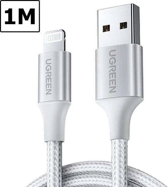 UGREEN MFi Lightning naar USB A Male laad en datakabel - 1 Meter - Zilver