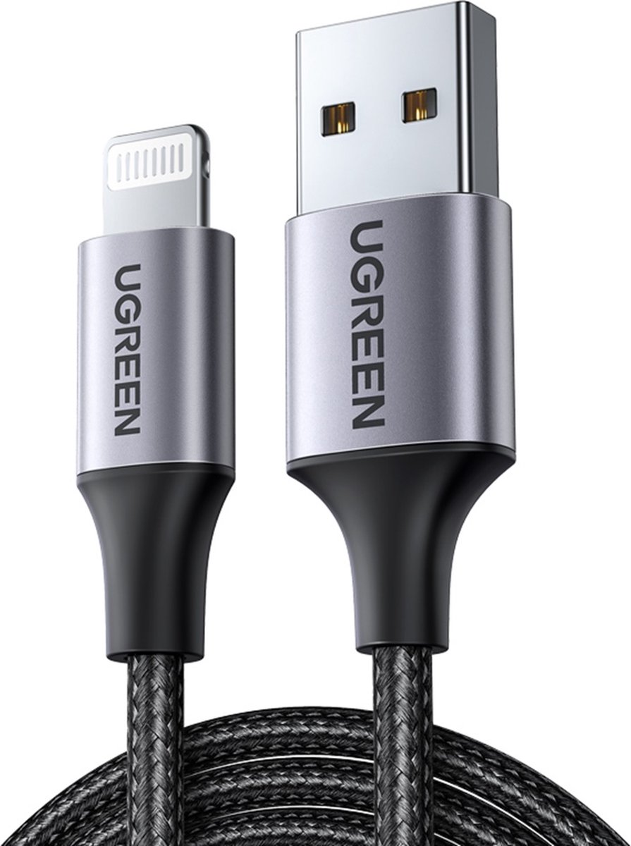 Ugreen Lightning Naar Usb-Kabel 2.4A Voor Iphone-Telefoons 1M Snel