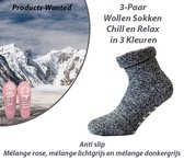 3-Paar Wollen Sokken Chill en Relax in 3 Kleuren-Maat 35-38
