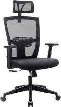 Frarlsh Ergonomische bureaustoel met in hoogte verstelbaar en verstelbare armleuningen, bureaustoel met kantelfunctie en lendensteun voor kantoor, thuis, maximaal 150 kg (zwart)